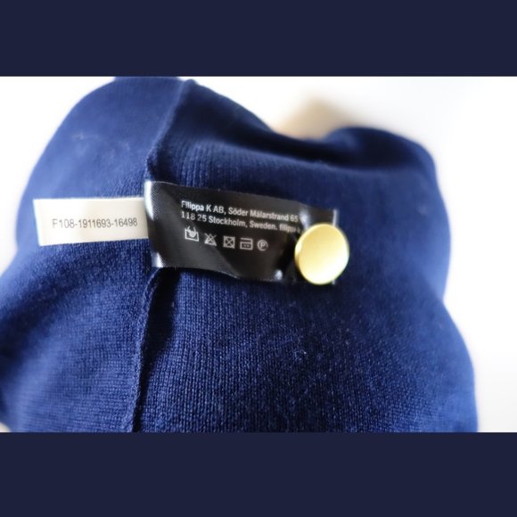 Filippa K Navy Blue 100% Merino Wool Sweater - Size 6 - Picture 14 of 14